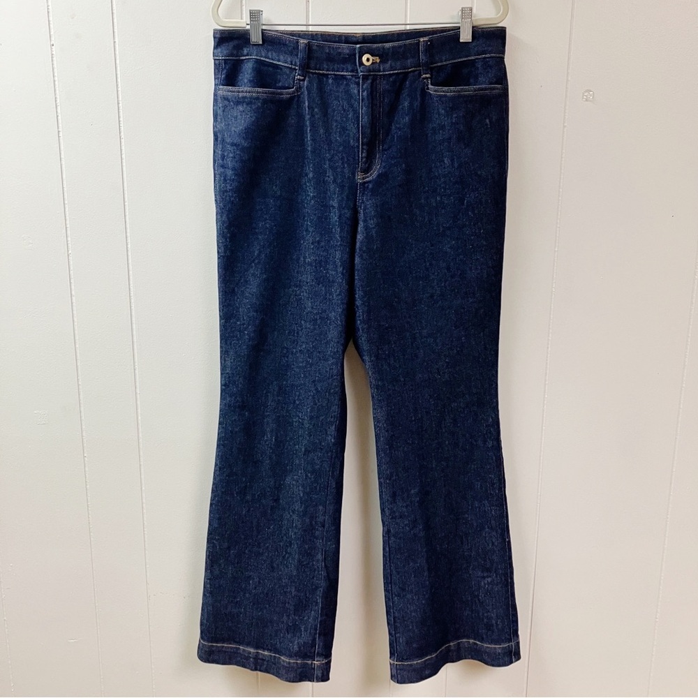 Vtg Talbots Flare High Waist Denim Jeans SZ 12 Dark Wash Boho Classic Timeless